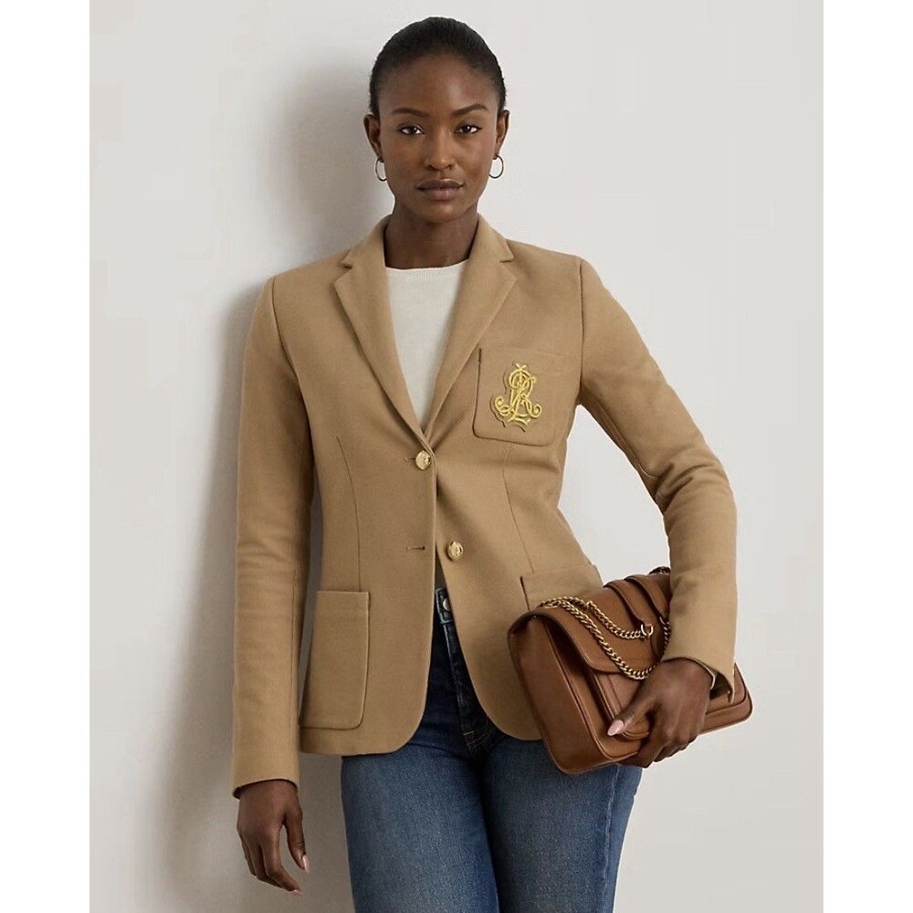 Lauren Ralph Lauren Bullion Jacquard Women’s Blazer Classic Camel Size M